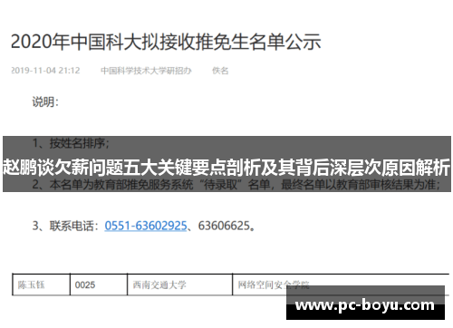 赵鹏谈欠薪问题五大关键要点剖析及其背后深层次原因解析
